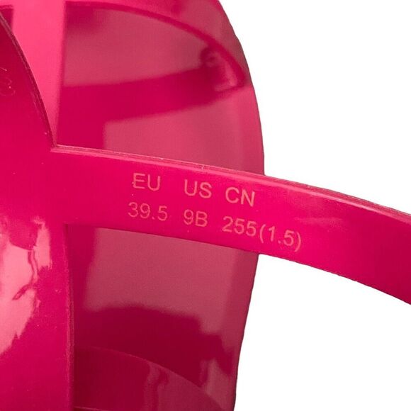 Stuart Weitzman Sandals 9 Pink Jelly Rubber Ankle T-Strap Mellie Resort - Picture 9 of 12